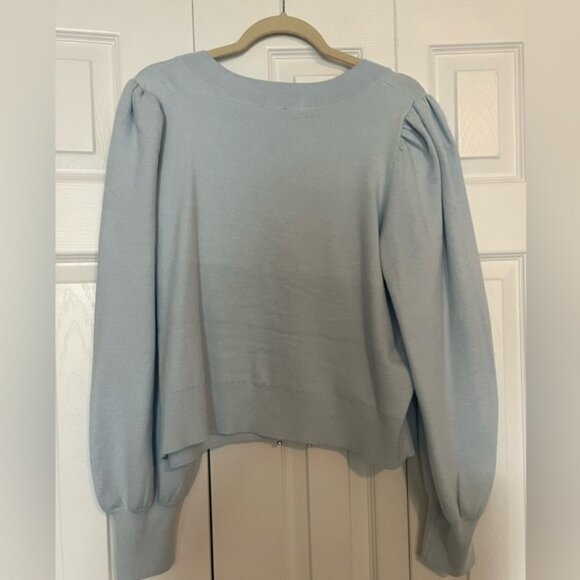 NWT Express v-neck embellished bow cardigan, chill blue, size xl - Picture 6 of 8